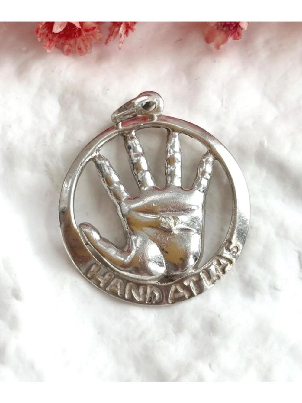 Hand Atlas Tiny Sterling Silver 925 Vintage Pendant | Charm